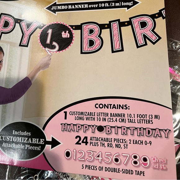 Birthday decorations - pink, black and white - Picture 6 of 6